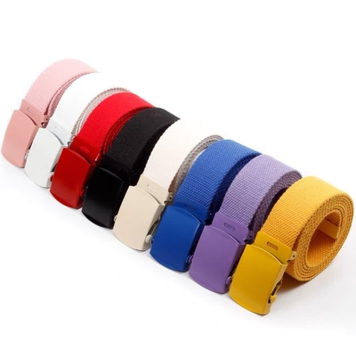 Fashion Soft Fabric Women Web Belt Flexible 100cm 105cm Prong Buckle