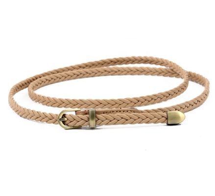 PU Faux Braided Fabric Belt Leather 0.8cm Handmade Skinny Lady Dress