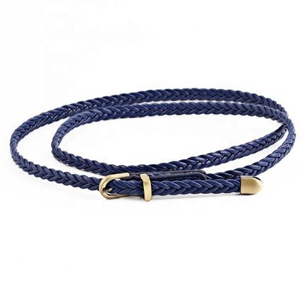 PU Faux Braided Fabric Belt Leather 0.8cm Handmade Skinny Lady Dress