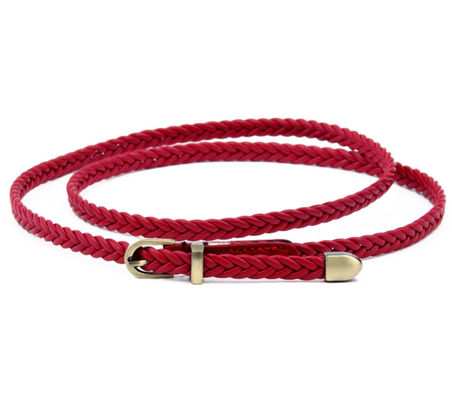PU Faux Braided Fabric Belt Leather 0.8cm Handmade Skinny Lady Dress