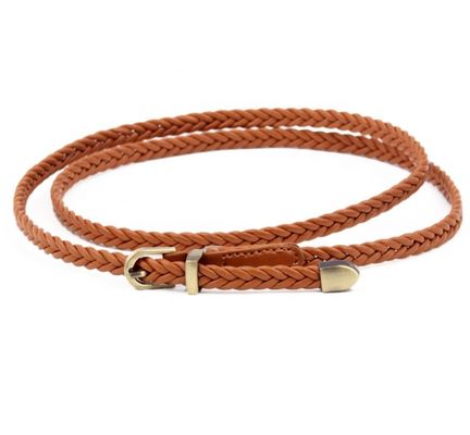 PU Faux Braided Fabric Belt Leather 0.8cm Handmade Skinny Lady Dress