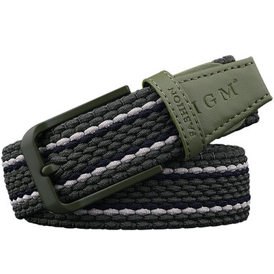 Unisex Braided Elastic Woven Belt Mens Stretch 90cm Zinc Alloy Buckle