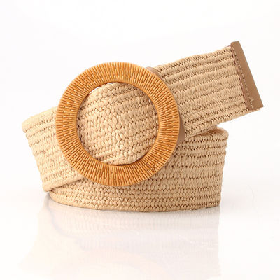 Straw Waist Braided Fabric Belt 5cm Elasticated Woven Belt Stretch