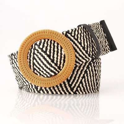 Straw Waist Braided Fabric Belt 5cm Elasticated Woven Belt Stretch