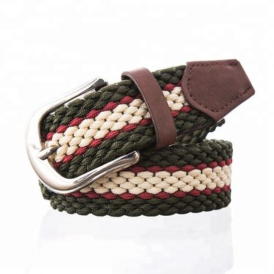 Alloy Buckle Braided Stretch Belt 125cm Mens Woven Elastic Belt
