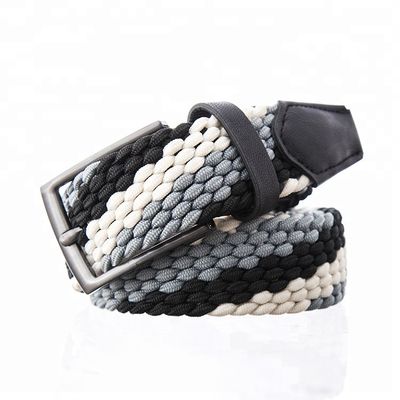 Alloy Buckle Braided Stretch Belt 125cm Mens Woven Elastic Belt