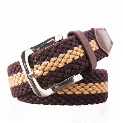 Alloy Buckle Braided Stretch Belt 125cm Mens Woven Elastic Belt