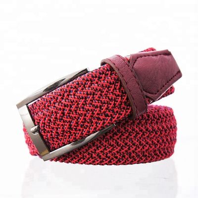 Alloy Buckle Braided Stretch Belt 125cm Mens Woven Elastic Belt