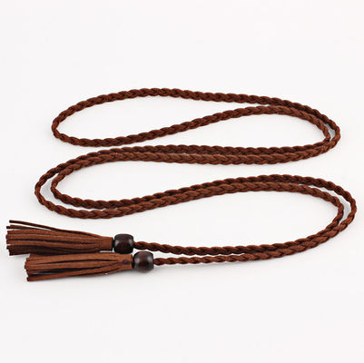 Fashion Handmade 165cm Braided Fabric Belt 65 Inch Suede Tassel Belt