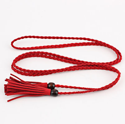 Fashion Handmade 165cm Braided Fabric Belt 65 Inch Suede Tassel Belt
