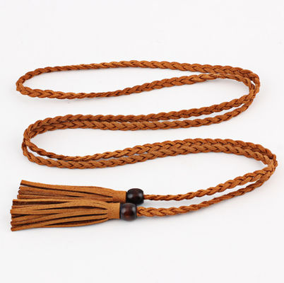 Fashion Handmade 165cm Braided Fabric Belt 65 Inch Suede Tassel Belt