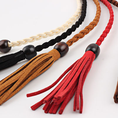 Fashion Handmade 165cm Braided Fabric Belt 65 Inch Suede Tassel Belt