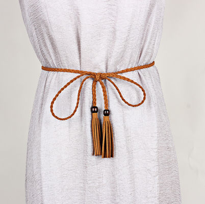 Fashion Handmade 165cm Braided Fabric Belt 65 Inch Suede Tassel Belt