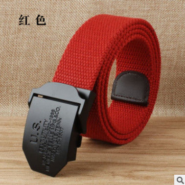 Unisex Stretch Cotton Canvas Belt 130cm Military Web Belt Polyester