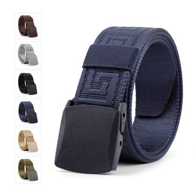 Unisex Plastic Buckle Cotton Canvas Belt 115cm Metal Allergy Protection