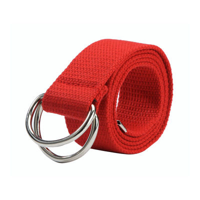 Canvas Knitted Belt 110cm Double D Ring Belt Unisex Cotton Web