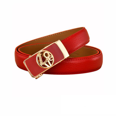 Cowhide Dress Fake Leather Belt 120cm Auto Lock Buckle Belt Women