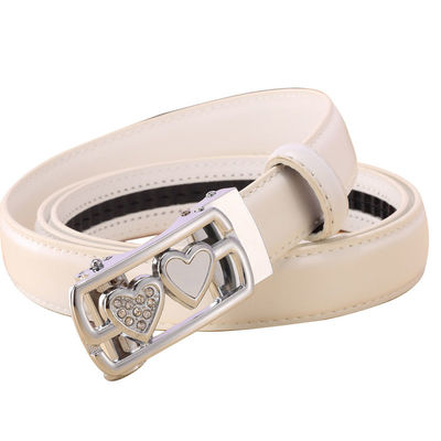 Vintage Fake Leather Belt 100cm Gold Solid Color Automatic Buckle Belt