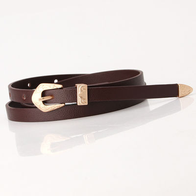 Woman Waist Black Skinny Leather Belt 1.1cm Designer PU Strap