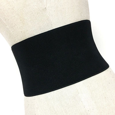PU Black Dress Belt Womens 12cm Strap Zipper Elastic Band Connection