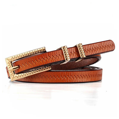 Decorative Women Leather Belt 90cm Thin Gold Belt Ladies Metal