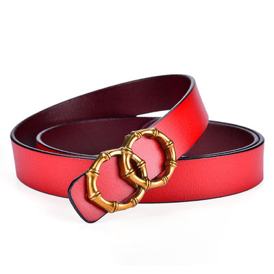 Ladies Casual Fake Leather Belt 2.3cm Pin Luxury Double Circle Belt Buckle