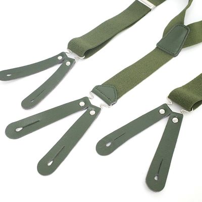 Army Green Suspender Pants Mens 3.5cm Microfiber Y Back Suspenders