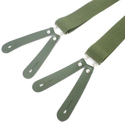 Army Green Suspender Pants Mens 3.5cm Microfiber Y Back Suspenders