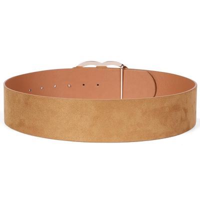 Gold Buckle Wide Skinny Leather Belt 2.31in Women Dress Classic Stylish