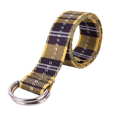 Women Double Loop Belt D Ring Buckle Fabric Web Polyester Fiber