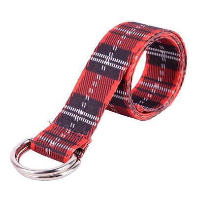 Women Double Loop Belt D Ring Buckle Fabric Web Polyester Fiber