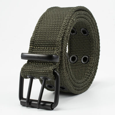 OEM Clip Fabric Web Belt Double Buckle Mens Nylon Web Belts 130cm Jeans