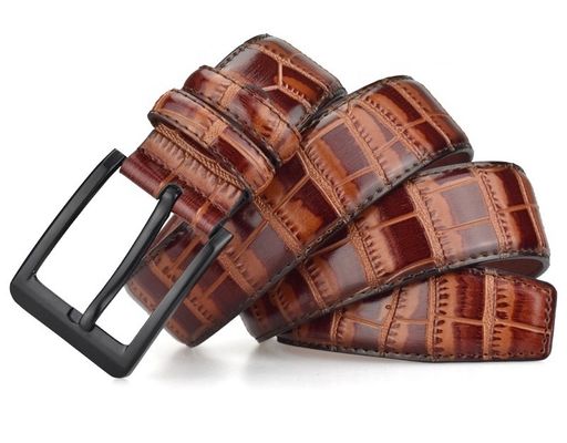 Flat Neutral Pu Leather Belts 110cm Zinc Alloy Belt Buckle Men