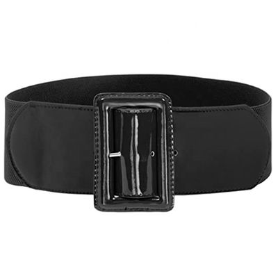 Pin Women Buckle Fabric Elastic Belt Vintage Leather Buckle Belt Cinch
