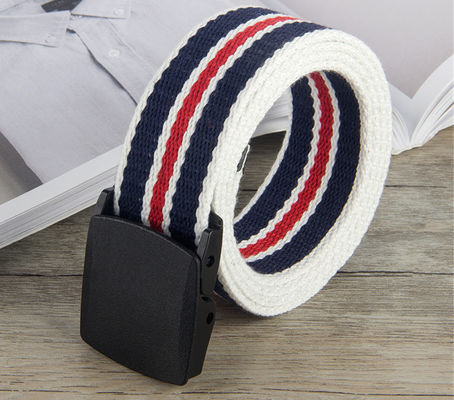 Outdoor Leisure 110cm Plastic Buckle Nylon Belt 3.8cm Wide White Cotton Belt