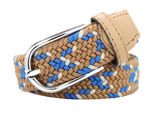 PU Alloy Buckle Stretch Elastic Belt Waist 3.5cm Polyester Cotton