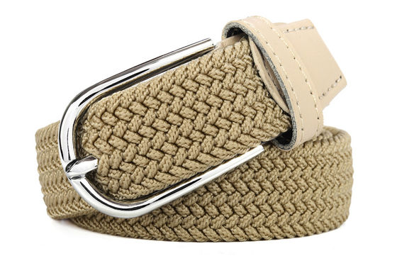PU Alloy Buckle Stretch Elastic Belt Waist 3.5cm Polyester Cotton