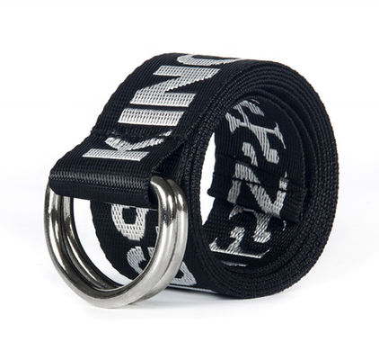 Zinc Alloy Buckle Nylon Canvas Belt Woven 3.8cm Double Ring