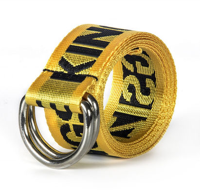 Zinc Alloy Buckle Nylon Canvas Belt Woven 3.8cm Double Ring