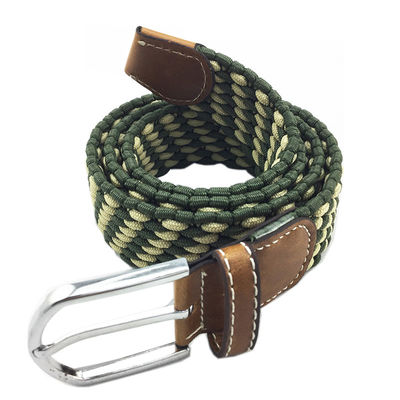 Weaving Stretch Elastic Belt 110cm Dark Green Belt Alloy Pin Buckle