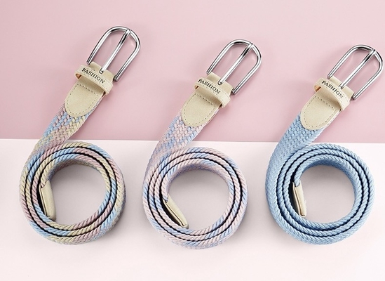 3.0cm Width Women Fabric Leather Web Belt 110cm 115cm 120cm 125cm