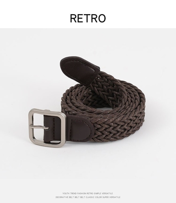 3.5cm Fabric Leather Web Belt Needle Alloy Buckle Belt