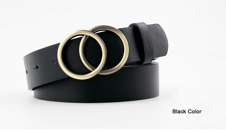 Double Ring Dress Waist Belt Soft Faux PU Elastic Waist Belt For Dresses
