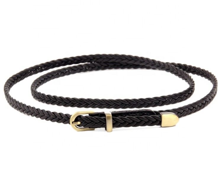 PU Faux Braided Fabric Belt Leather 0.8cm Handmade Skinny Lady Dress