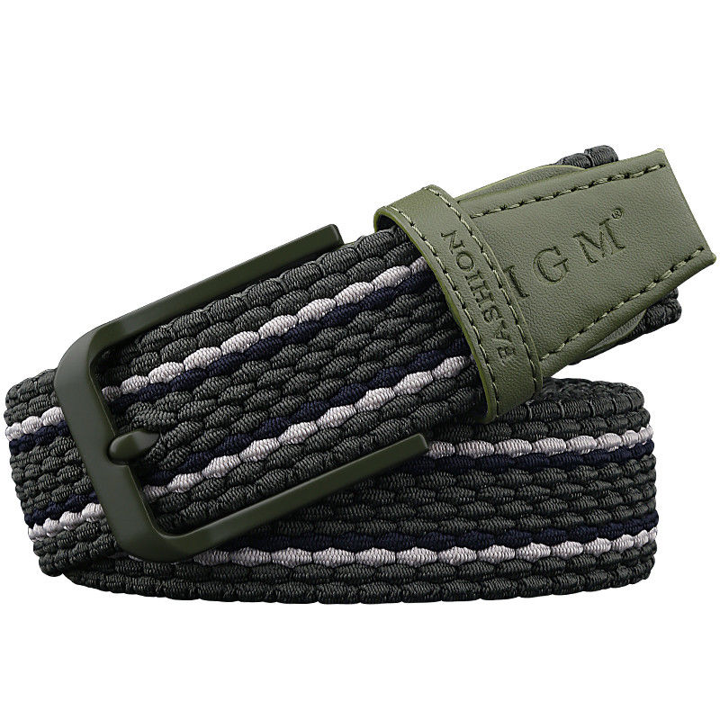 Unisex Braided Elastic Woven Belt Mens Stretch 90cm Zinc Alloy Buckle