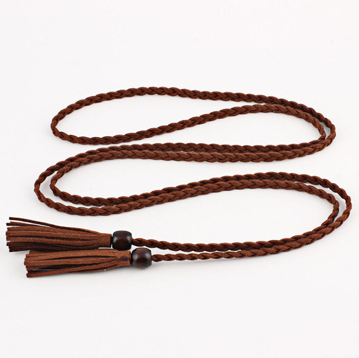 Fashion Handmade 165cm Braided Fabric Belt 65 Inch Suede Tassel Belt