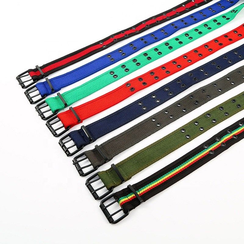 Unisex Stitched Knitted Belt 105cm Double Grommet Web