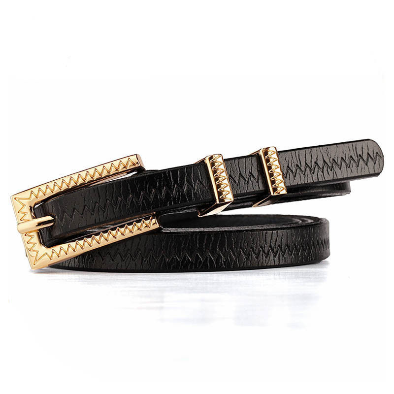 Decorative Women Leather Belt 90cm Thin Gold Belt Ladies Metal