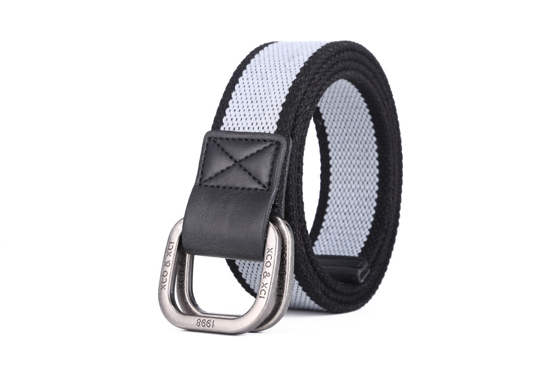 Grommets Cotton Fabric Belt 3.8cm Double Ring Buckle Belt Webbing
