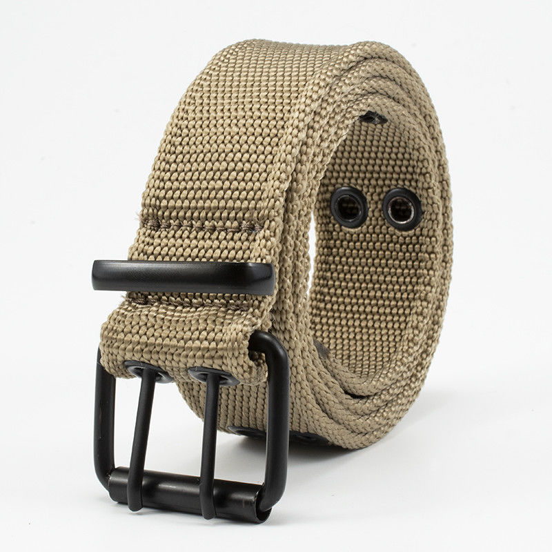 OEM Clip Fabric Web Belt Double Buckle Mens Nylon Web Belts 130cm Jeans